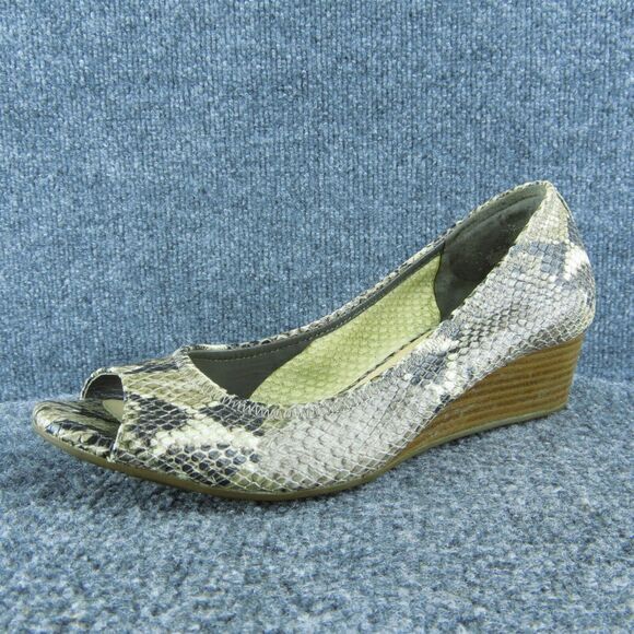 Cole Haan Snakeskin Women Peep Toe Heel Shoes Size 8.5 Medium Gray Leather - Picture 1 of 9